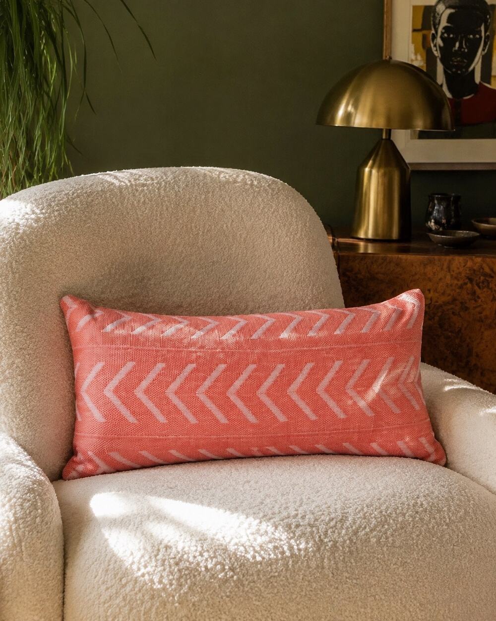 NWT Magaschoni Home Coral Arrow Cotton Lumbar Pillow 12x24